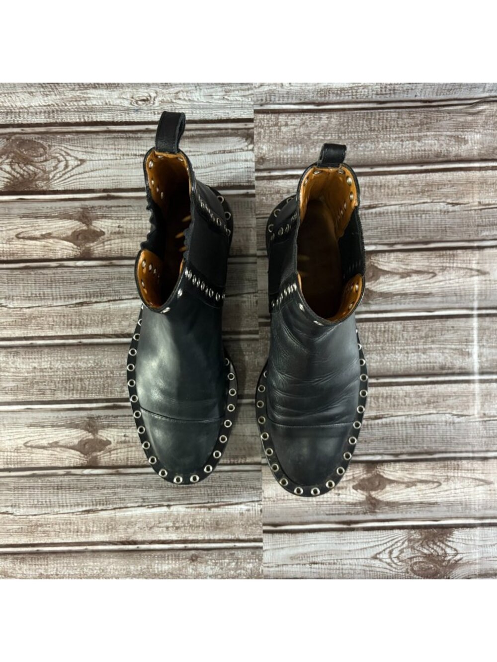 Robert Clergerie leather studded Chelsea boots size 38.5 US 8.5 color black - Picture 2 of 11
